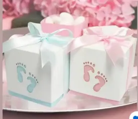 10x Baby Footprint Laser Cut Favour Boxes Baby Shower Bomboniere Birthday Party/ Gender reveal