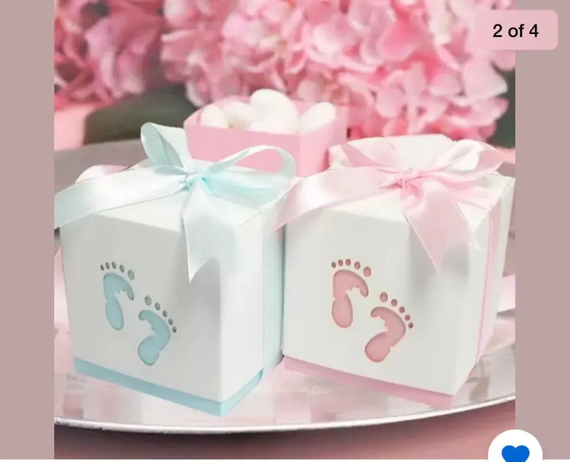 10x Baby Footprint Laser Cut Favour Boxes Baby Shower Bomboniere Birthday Party/ Gender reveal