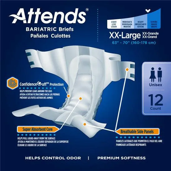 Attends Bariatric Briefs - 2XL and 3XL Adult Diapers