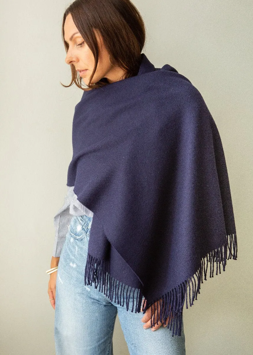 Baby Alpaca Shawl/ Oversized Scarf - Navy Blue