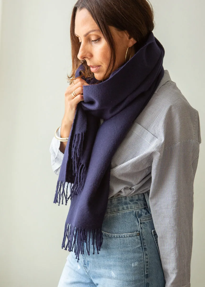 Baby Alpaca Shawl/ Oversized Scarf - Navy Blue