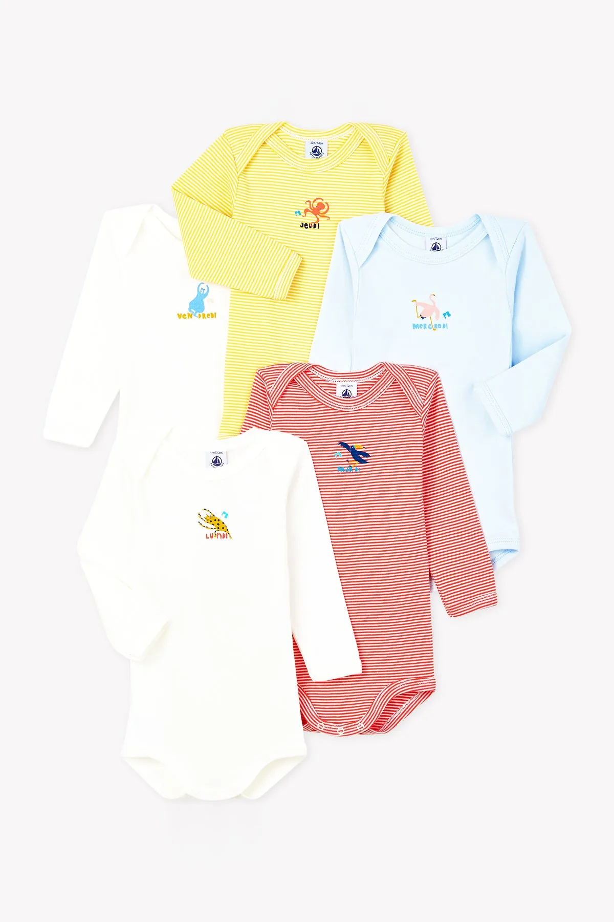 Baby Onesie Petit Bateau 5-Pack - Animals