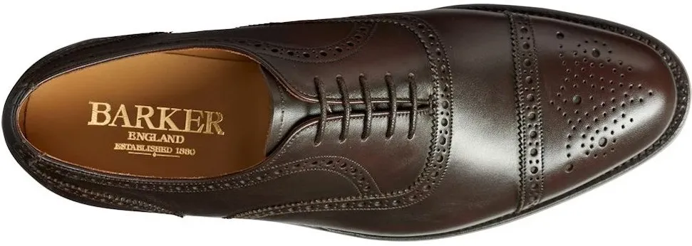 Barker Mirfield Oxford Semi Brogue Shoe - Expresso Calf