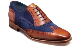 Barker Spencer Brogue Derby  - Antique Rosewood Calf/Navy Suede