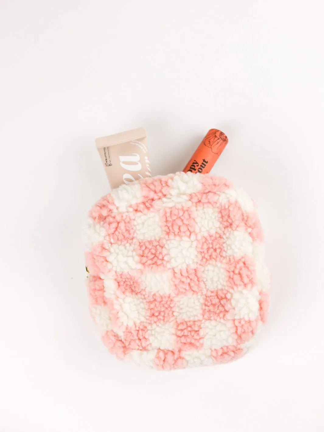 Blush Check Teddy Pouch