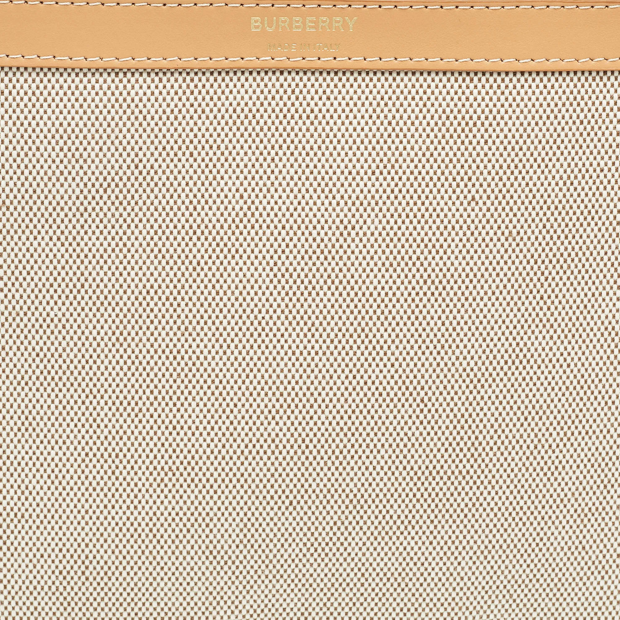 BURBERRY Beige/Tan Canvas and Leather Wristlet Pouch