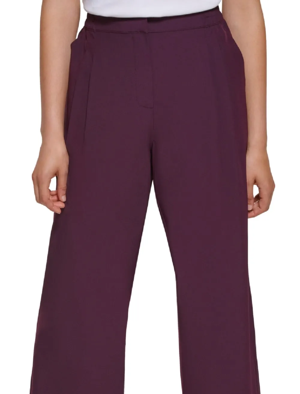 Calvin Klein Women's Women's Wide Leg Cropped Pants Purple Size Large