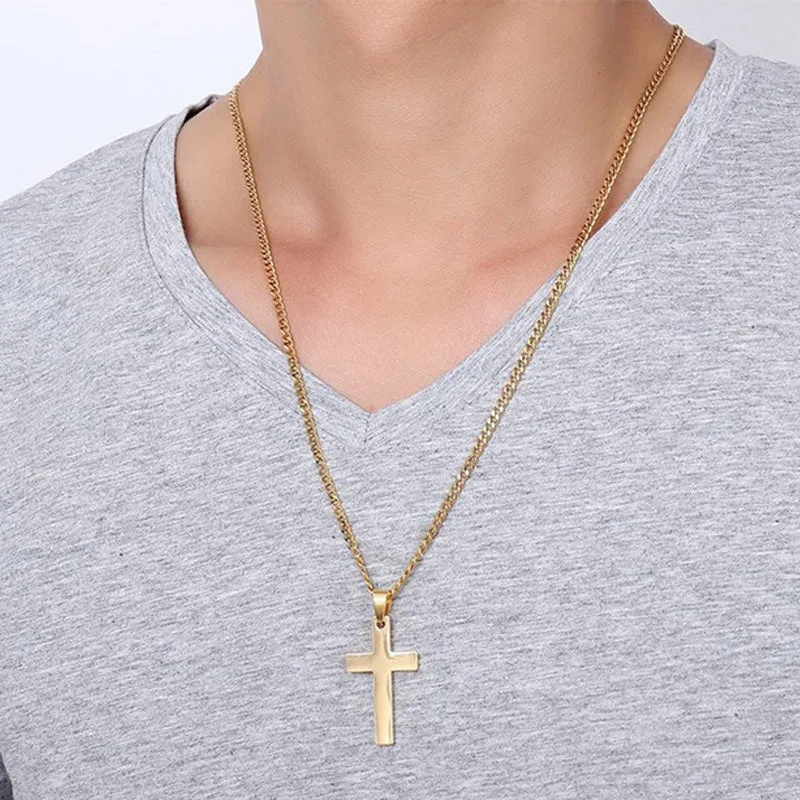 Classic Cross Necklace Men's Pendant Fashion Stainless Steel Jewelry