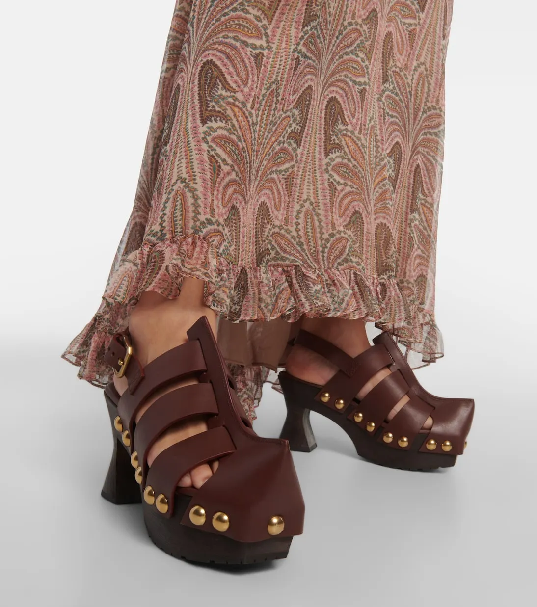 Etro leather clogs, brown