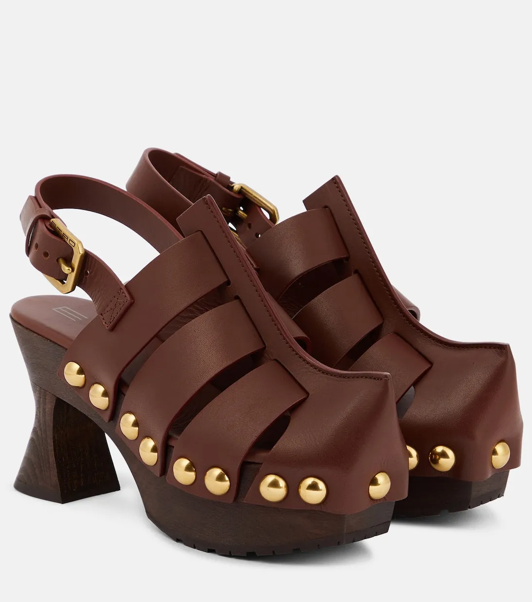 Etro leather clogs, brown