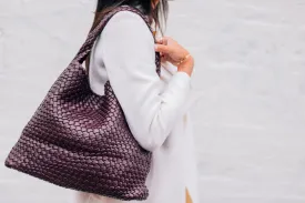 LARGE WOVEN HOBO-WINE