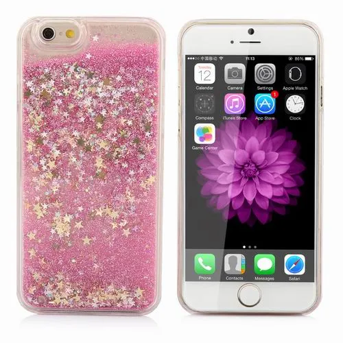 LOVECOM For iPhone 7 6 6S Plus 5 5S 5C SE Cell Phone Case Dynamic Liquid Glitter Stars Quicksand Colorful Sequin Hard PC Cover