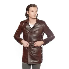 Men Leather Trench Coat