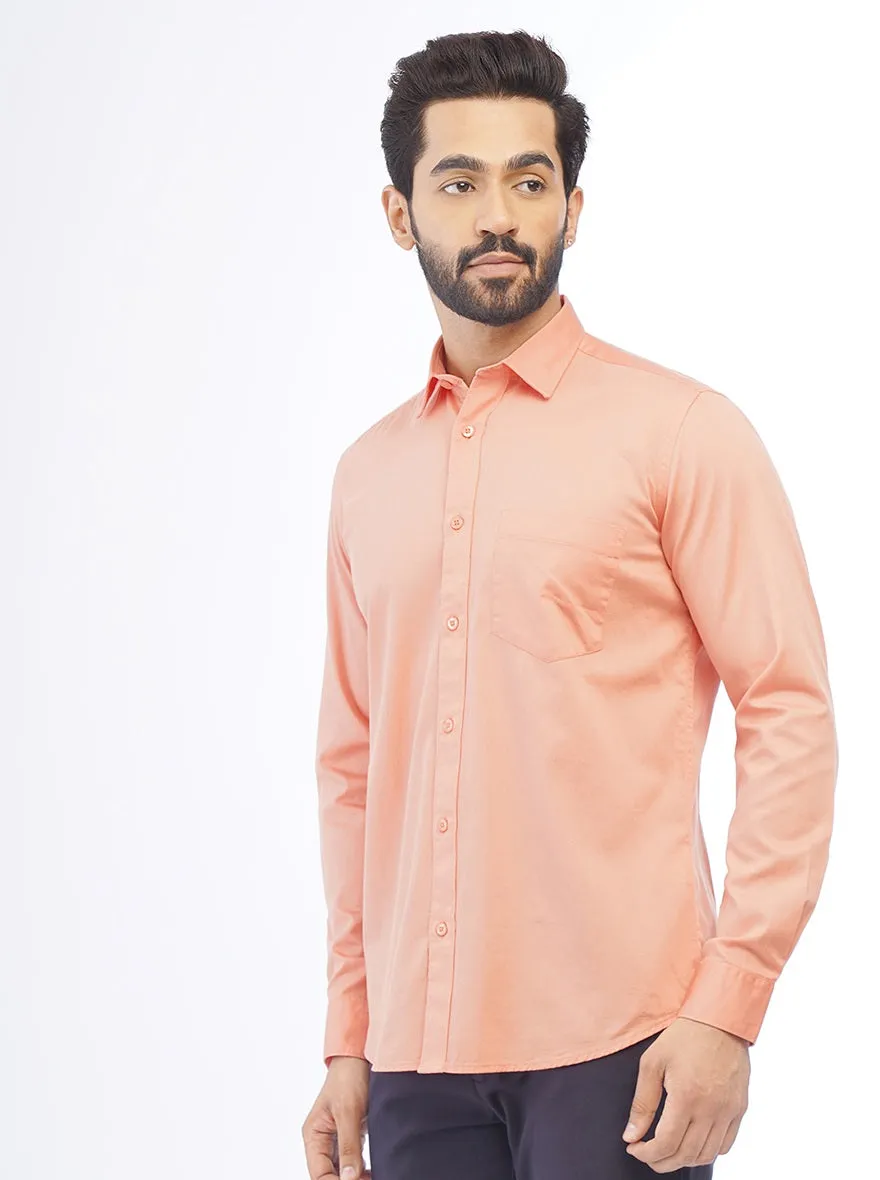 Orange Solid Smart Fit Semi Casual Shirt | Greenfibre