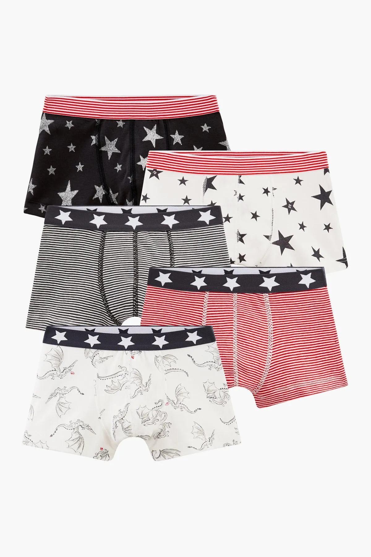 Petit Bateau 5-Pack Boys Boxer Shorts - Dragons (Size 3 left)