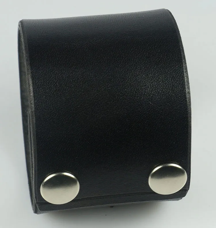 Plain Black 2" Wide Leather Wrist band