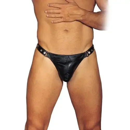 Rimba Mens Ultra Soft Leather G-string with Adjustable Straps