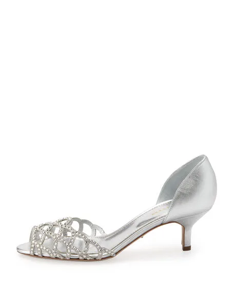 Sergio Rossi | Mermaid Crystal d'Orsay Pump, Metallic Gray | Size 8