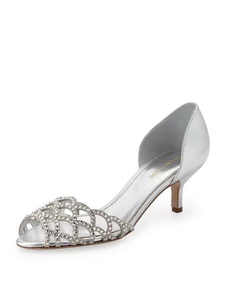 Sergio Rossi | Mermaid Crystal d'Orsay Pump, Metallic Gray | Size 8