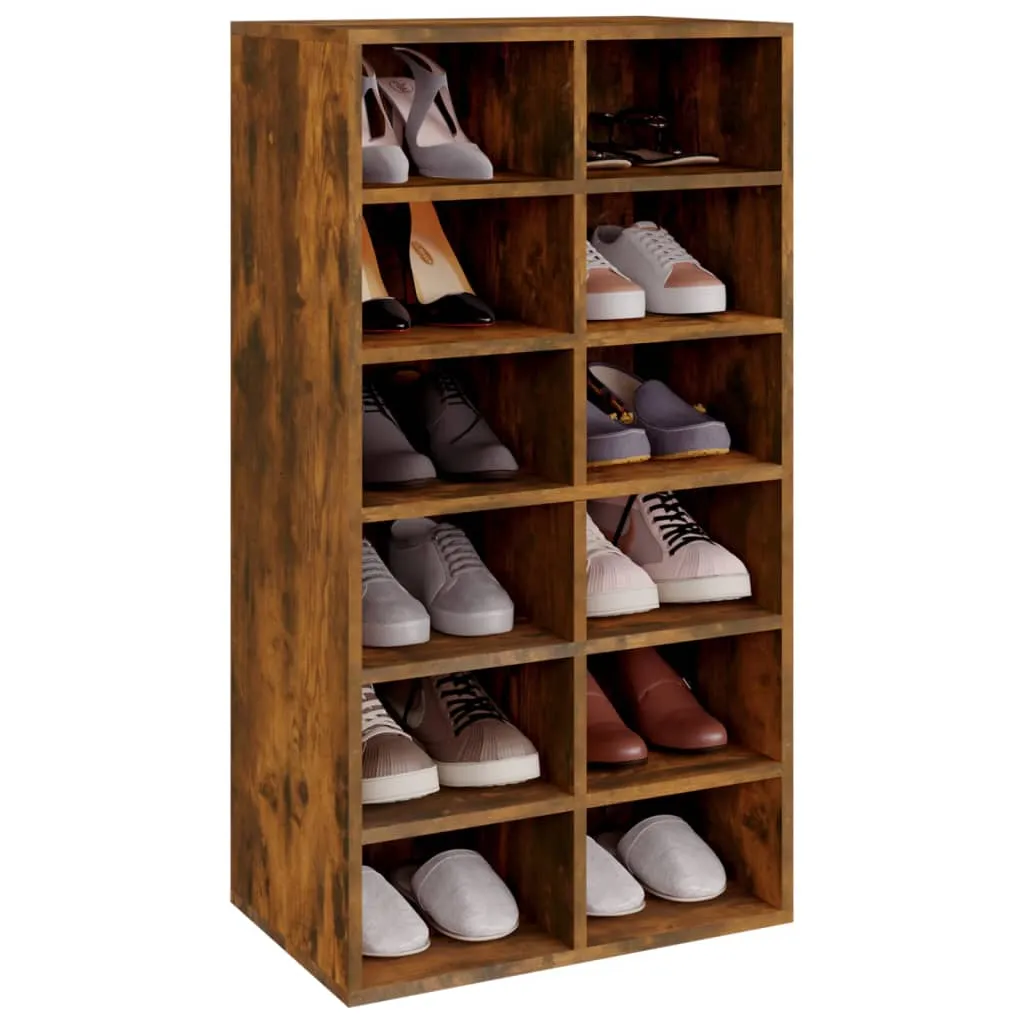 Shoe Rack Smoked Oak 54x34x100.5 cm Engineered Wood