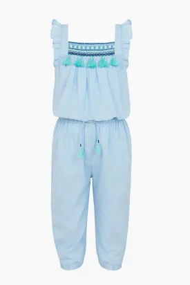 Sunuva Blue Flutter Sleeve Girls Jumpsuit (Size 12 left)