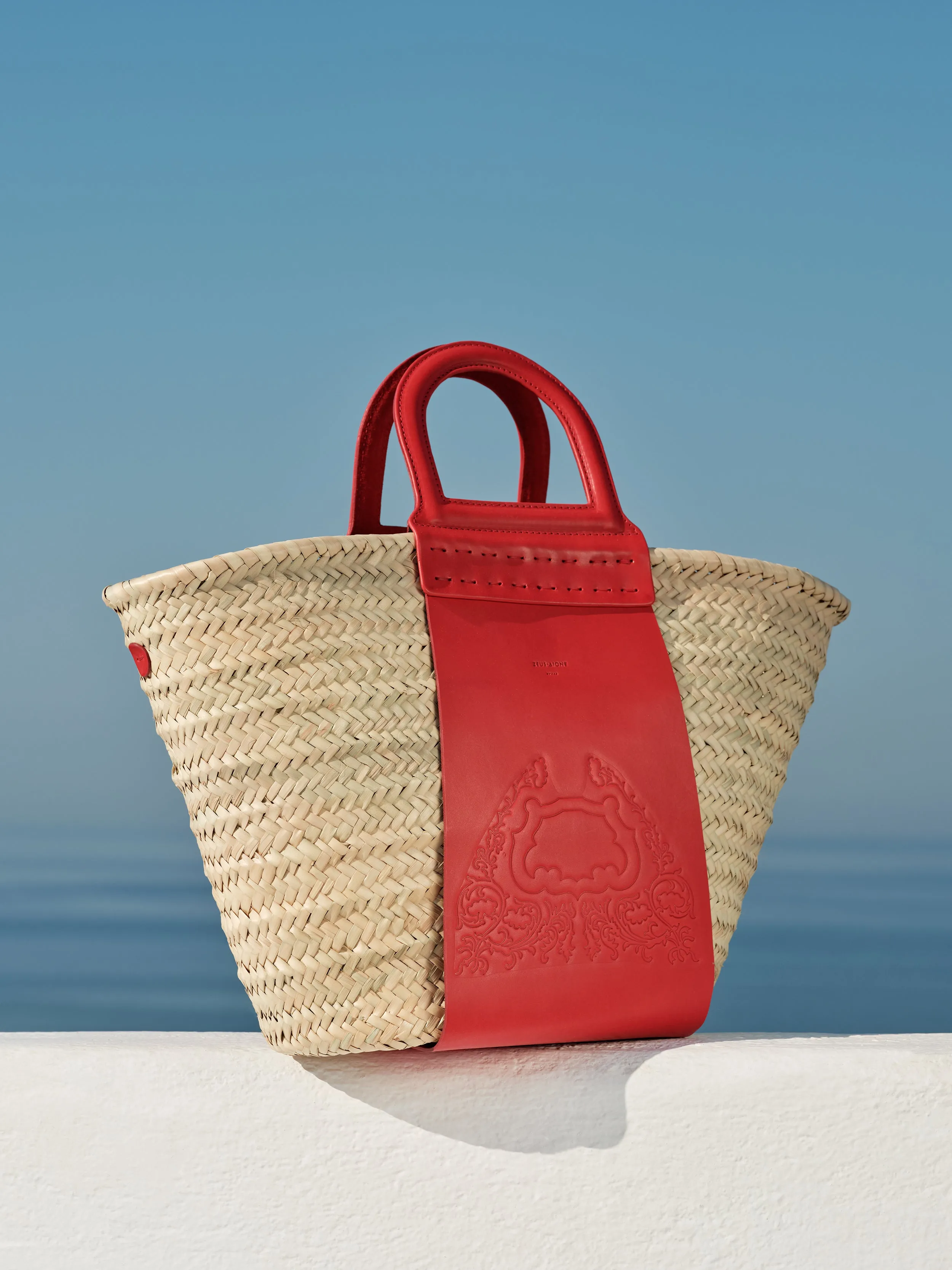 Thalassini Straw Bag With Leather Handles