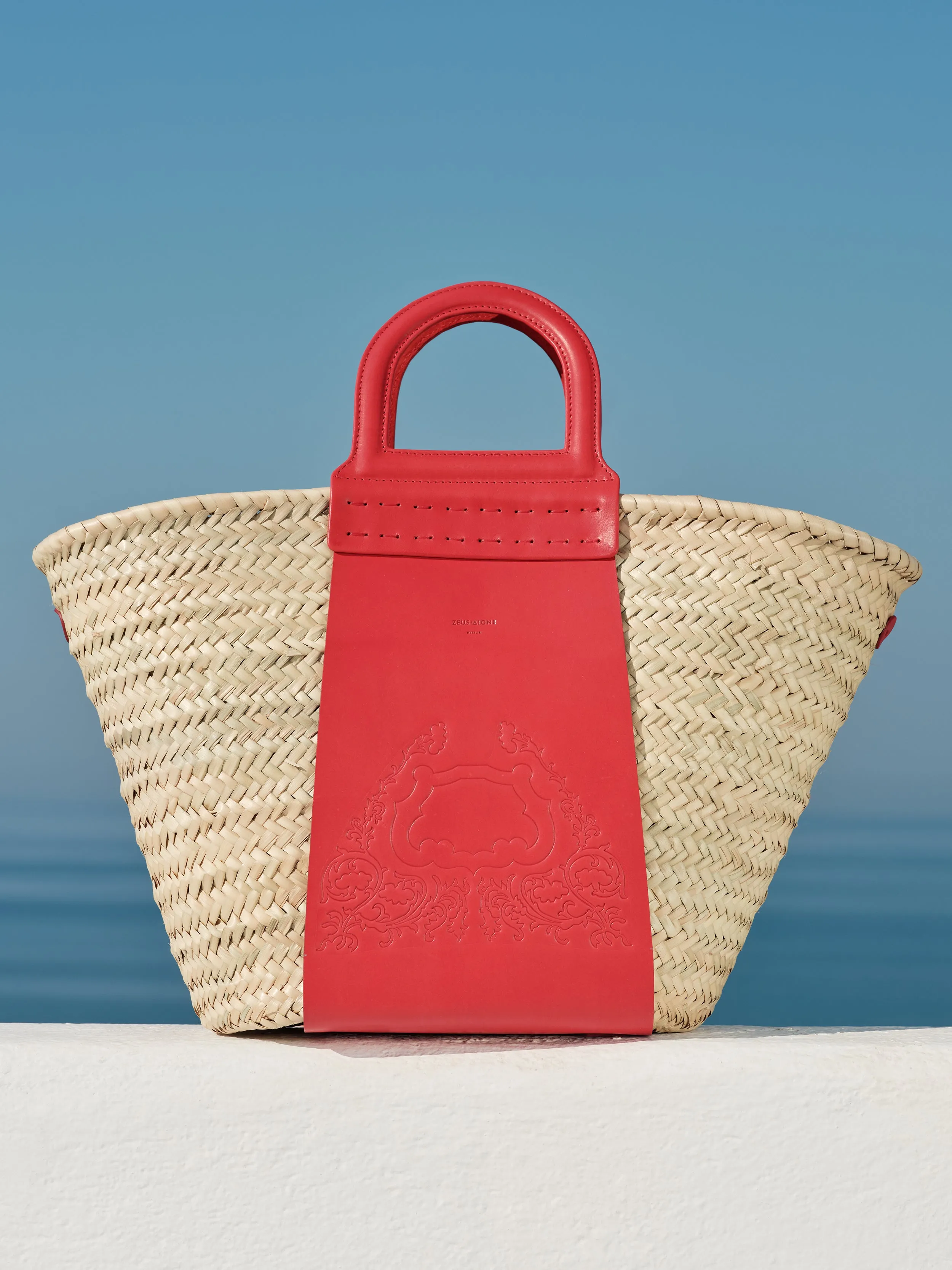 Thalassini Straw Bag With Leather Handles