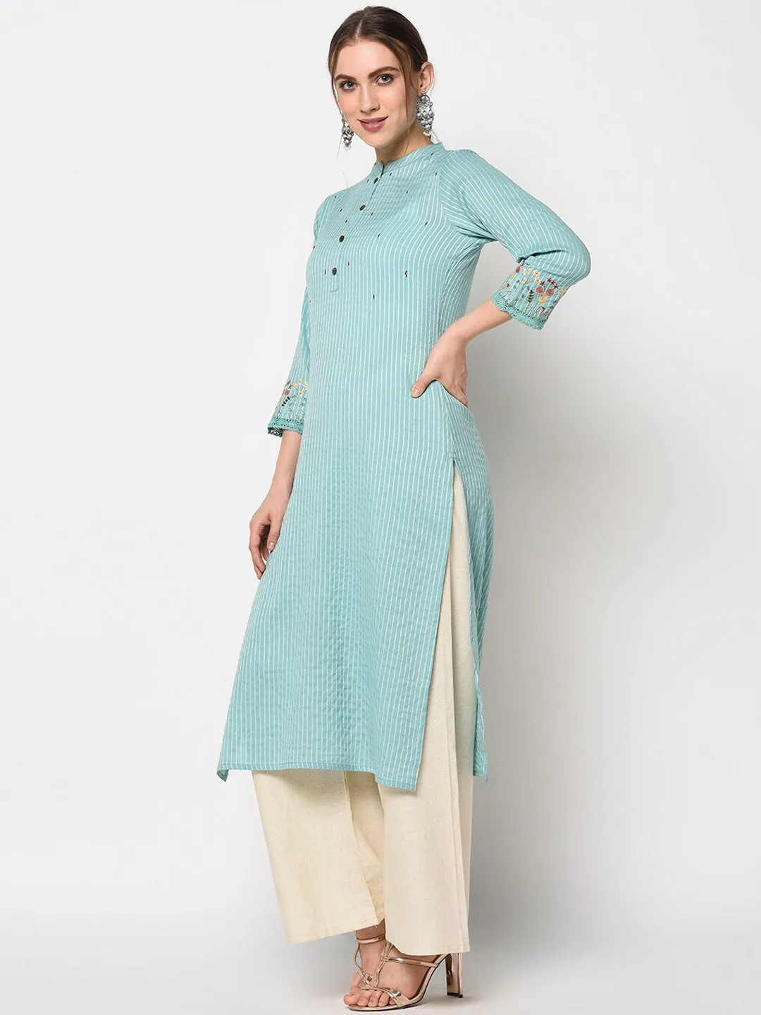 Women Green Straight Kurta