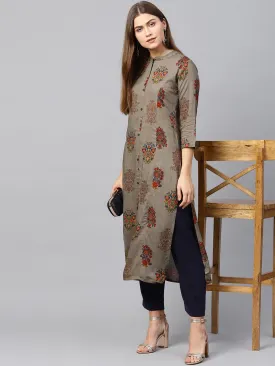 Women Grey Straight Kurta