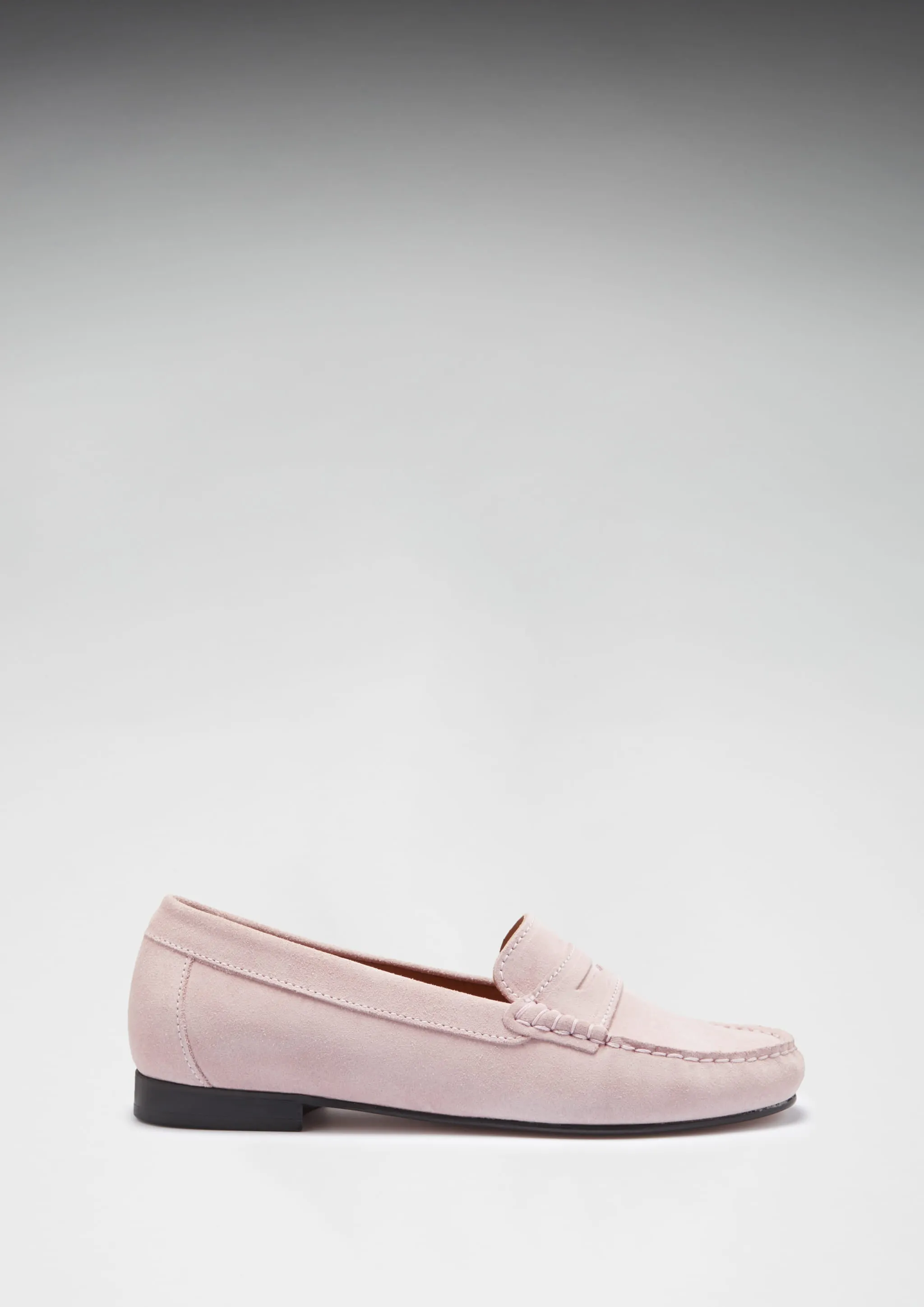 Women's Penny Loafers Leather Sole, ice pink suede