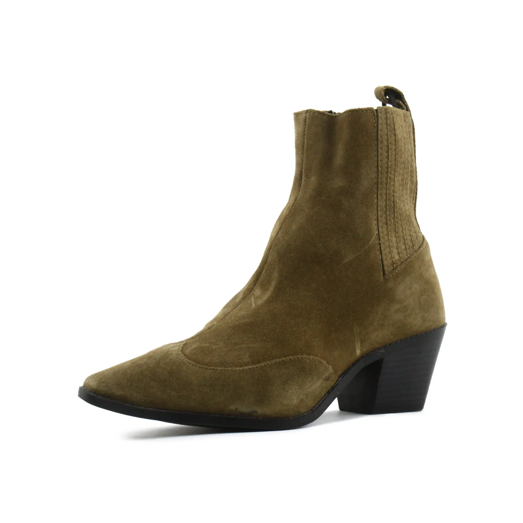 Zara Stretchable Block Heels Ankle Boots | Suede