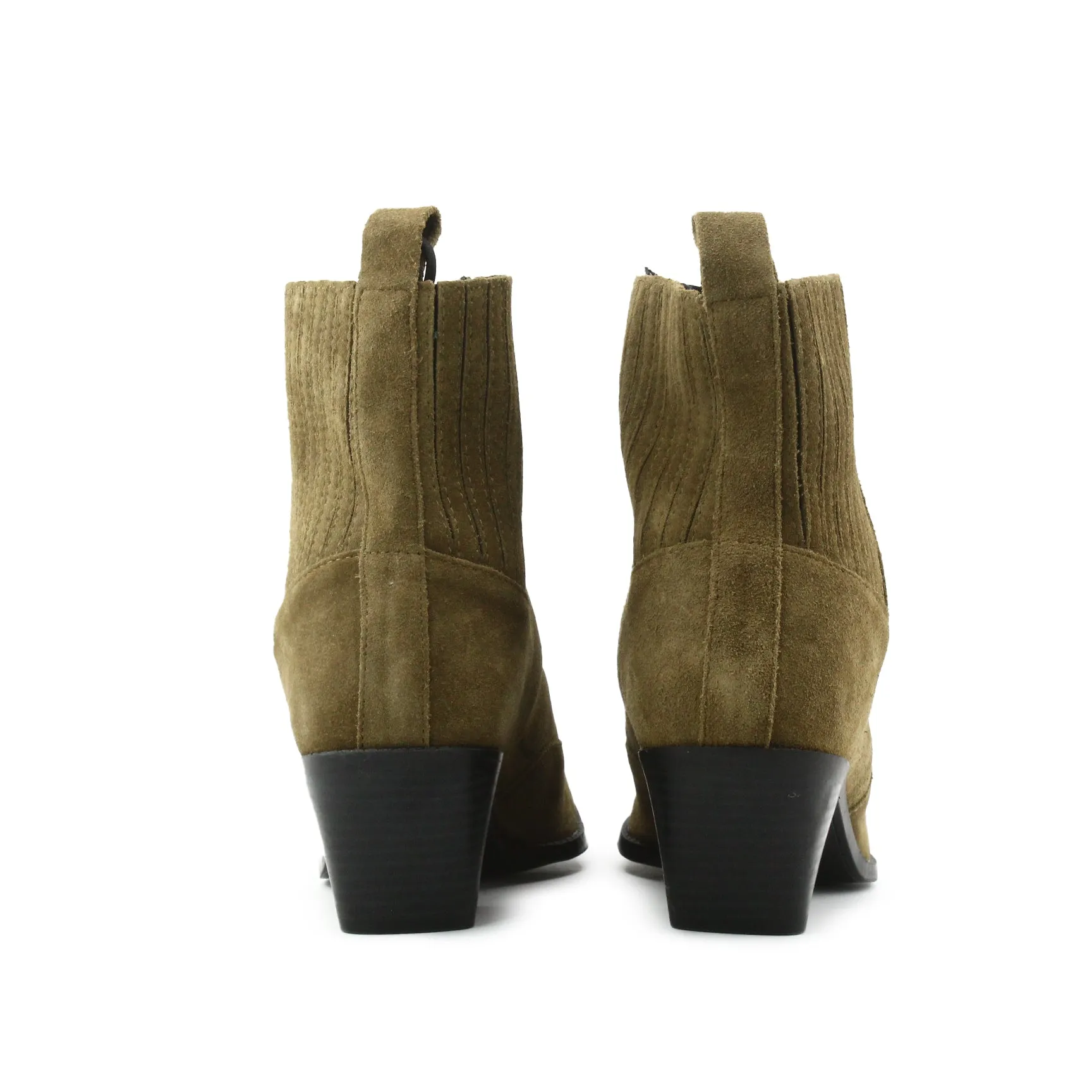 Zara Stretchable Block Heels Ankle Boots | Suede