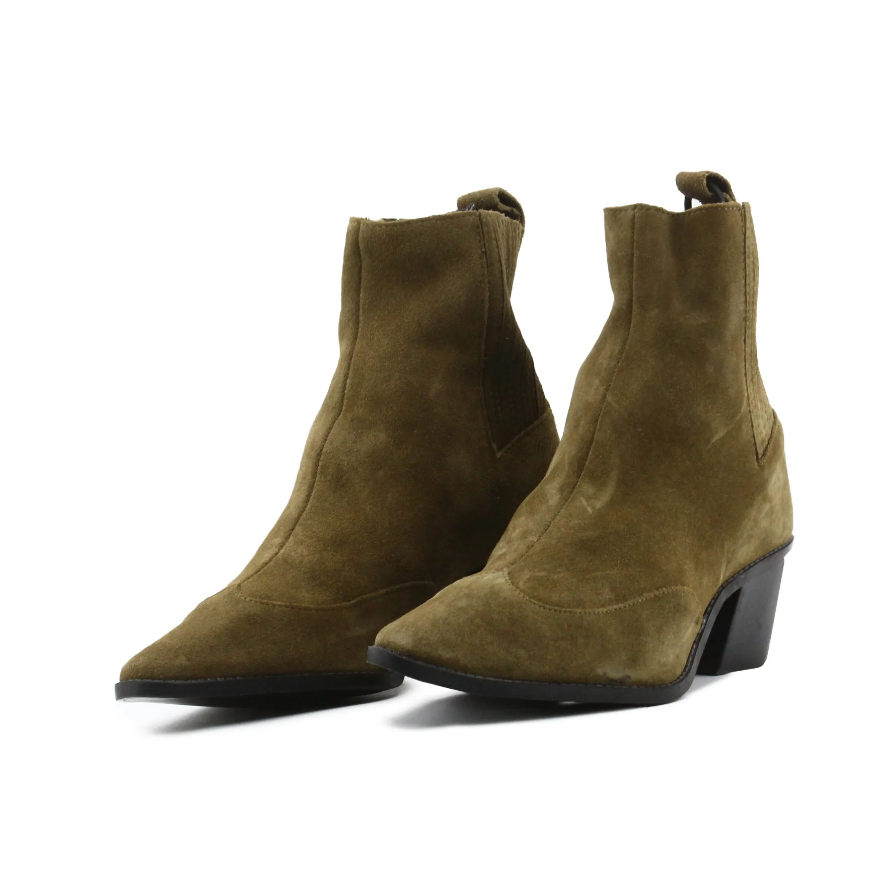 Zara Stretchable Block Heels Ankle Boots | Suede