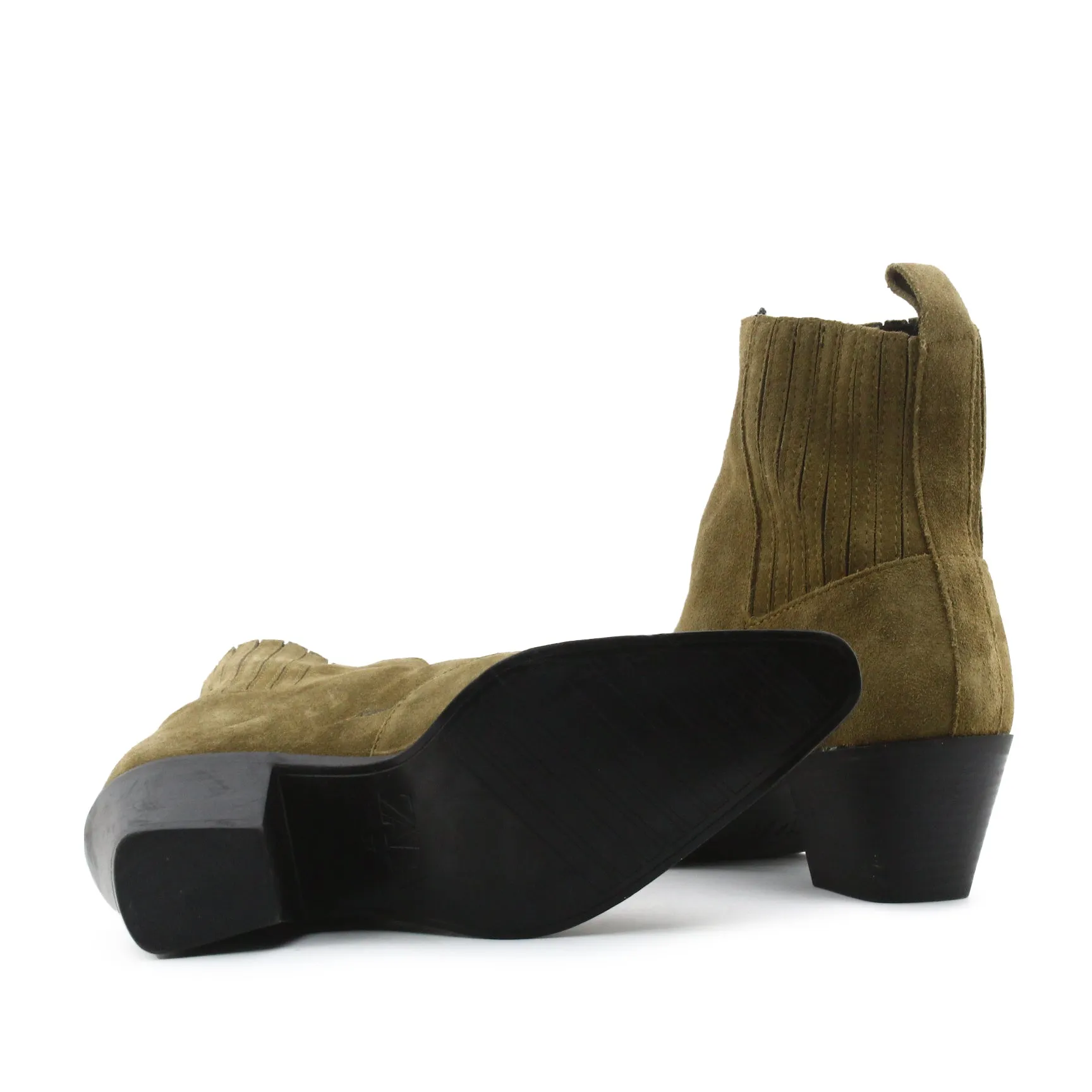 Zara Stretchable Block Heels Ankle Boots | Suede